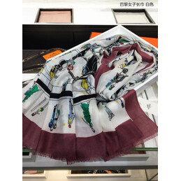 Replica Hermes White Horse Print 90cm Silk Scarf