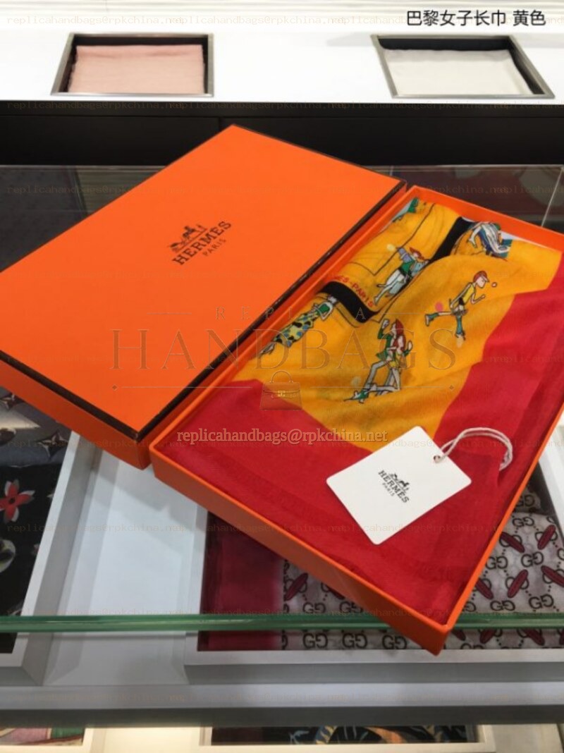 Replica Hermes Yellow Horse Print 90cm Silk Scarf