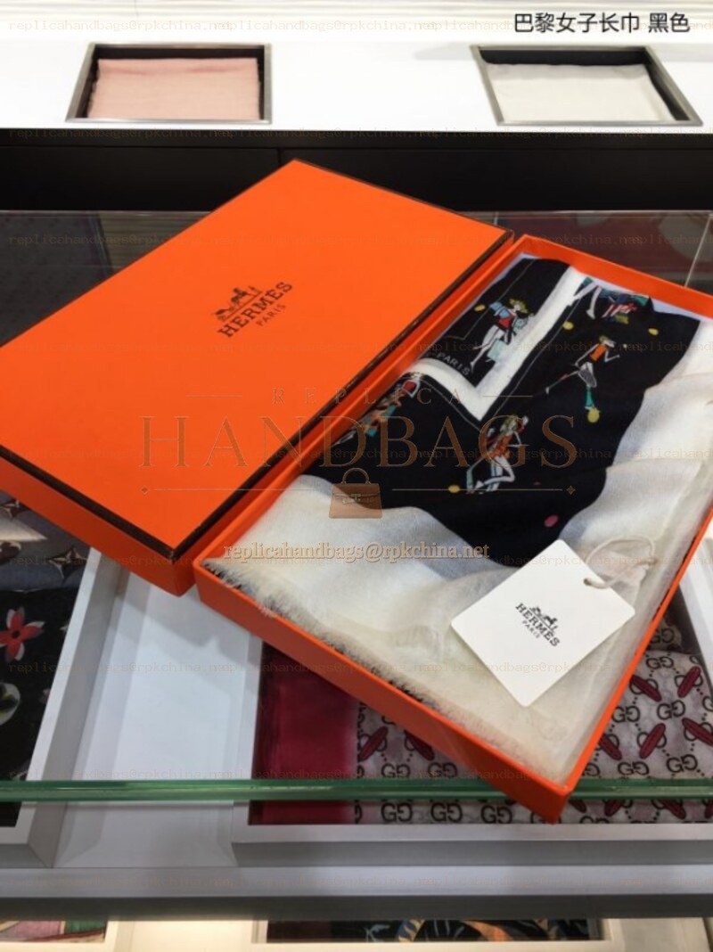 Replica Hermes Black Horse Print 90cm Silk Scarf