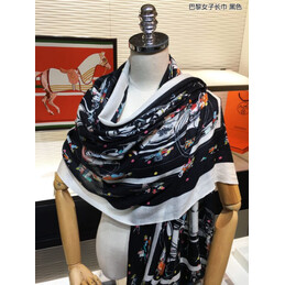 Replica Hermes Black Horse Print 90cm Silk Scarf