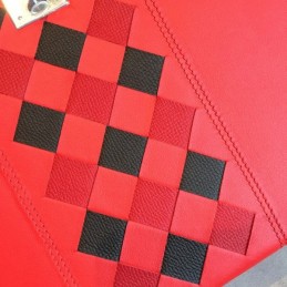 Replica Hermes Red Black Diamond Print Birkin 30 Bag
