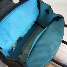 Replica Hermes Black Blue Stripe Birkin 30 Bag