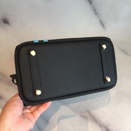 Replica Hermes Black Blue Stripe Birkin 30 Bag