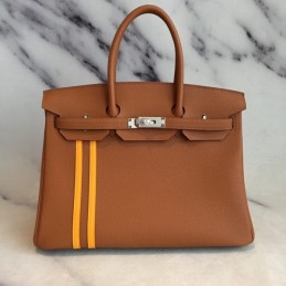 Replica Hermes Tan Yellow Stripe Birkin 30 Bag