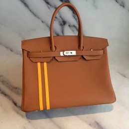 Replica Hermes Tan Yellow Stripe Birkin 30 Bag