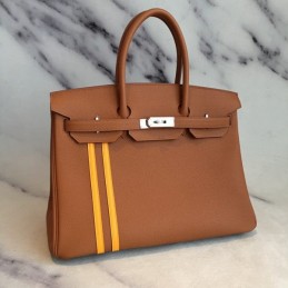 Replica Hermes Tan Yellow Stripe Birkin 30 Bag