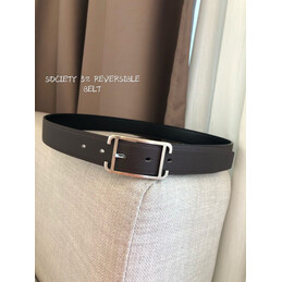 Hermes replica Black and Brown Reversible Society Buckle Leather Belt