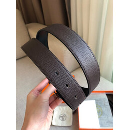 Hermes replica Black and Brown Reversible Society Buckle Leather Belt