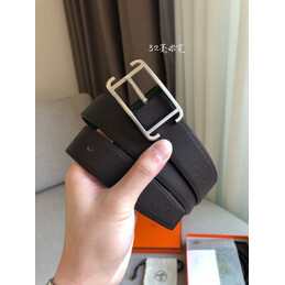 Hermes replica Black and Brown Reversible Society Buckle Leather Belt