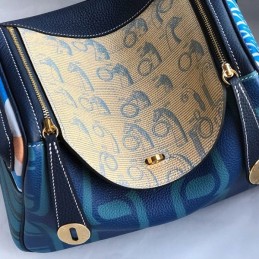 Replica Hermes Blue H Logo Lindy 26 Bag