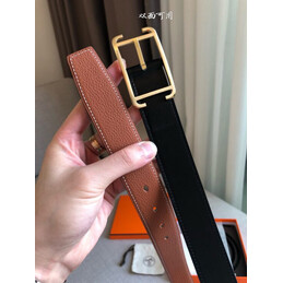 Hermes replica Tan and Black Reversible Society Buckle Leather Belt