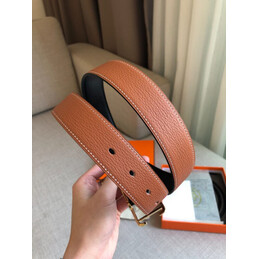 Hermes replica Tan and Black Reversible Society Buckle Leather Belt
