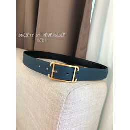 Hermes replica Blue and Black Reversible Society Buckle Leather Belt