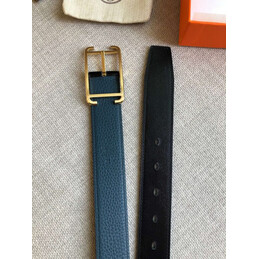 Hermes replica Blue and Black Reversible Society Buckle Leather Belt