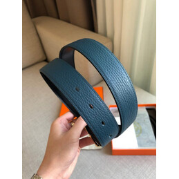 Hermes replica Blue and Black Reversible Society Buckle Leather Belt