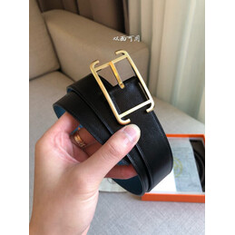 Hermes replica Blue and Black Reversible Society Buckle Leather Belt