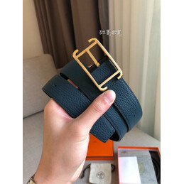 Hermes replica Blue and Black Reversible Society Buckle Leather Belt