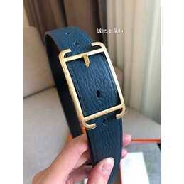 Hermes replica Blue and Black Reversible Society Buckle Leather Belt