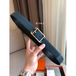 Hermes replica Blue and Black Reversible Society Buckle Leather Belt