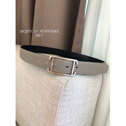 Hermes replica Taupe and Black Reversible Society Buckle Leather Belt