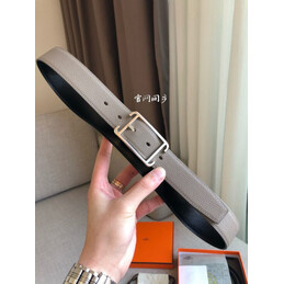 Hermes replica Taupe and Black Reversible Society Buckle Leather Belt