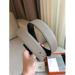 Hermes replica Taupe and Black Reversible Society Buckle Leather Belt