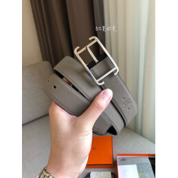 Hermes replica Taupe and Black Reversible Society Buckle Leather Belt