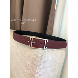 Hermes replica Burgundy and Black Reversible Society Buckle Leather Belt