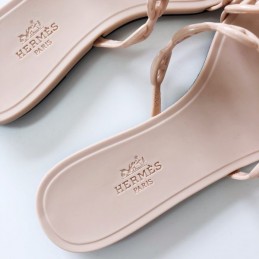 Replica Hermes Beige Chain Strap Flat Sandal