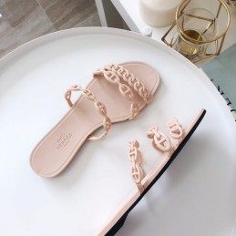 Replica Hermes Beige Chain Strap Flat Sandal