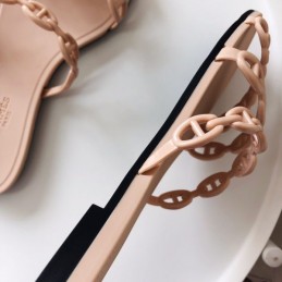 Replica Hermes Beige Chain Strap Flat Sandal