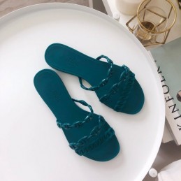 Replica Hermes Teal Chain Strap Flat Sandal