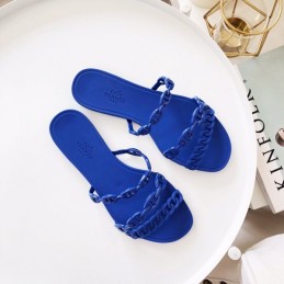 Replica Hermes Blue Chain Strap Flat Sandal