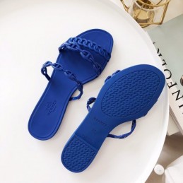 Replica Hermes Blue Chain Strap Flat Sandal