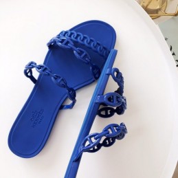 Replica Hermes Blue Chain Strap Flat Sandal