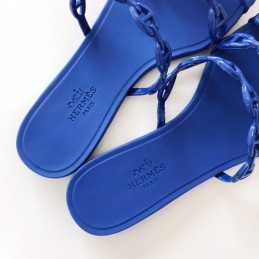 Replica Hermes Blue Chain Strap Flat Sandal