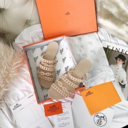 Replica Hermes Nude Chain Strap Flat Sandal