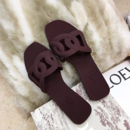 Replica Hermes Burgundy Chain Link Slide Sandal