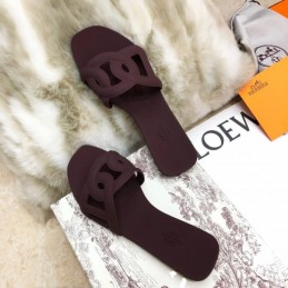 Replica Hermes Burgundy Chain Link Slide Sandal