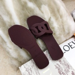 Replica Hermes Burgundy Chain Link Slide Sandal