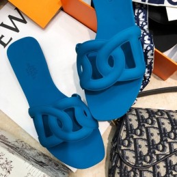 Replica Hermes Blue Chain Link Slide Sandal