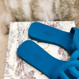 Replica Hermes Blue Chain Link Slide Sandal