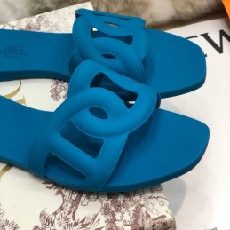 Replica Hermes Blue Chain Link Slide Sandal