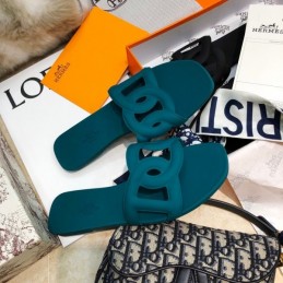 Replica Hermes Teal Chain Link Slide Sandal