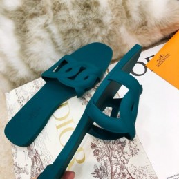 Replica Hermes Teal Chain Link Slide Sandal