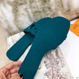 Replica Hermes Teal Chain Link Slide Sandal