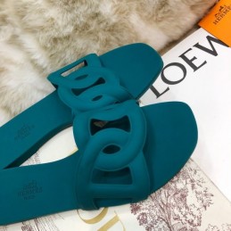 Replica Hermes Teal Chain Link Slide Sandal