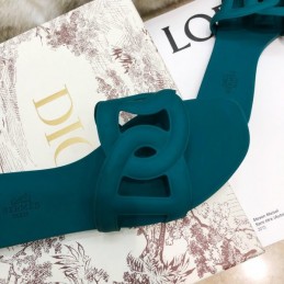 Replica Hermes Teal Chain Link Slide Sandal