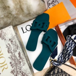 Replica Hermes Teal Chain Link Slide Sandal