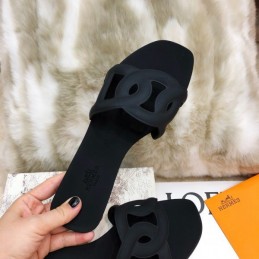 Replica Hermes Black Chain Link Slide Sandal